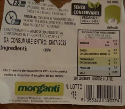 Carote cotte a vapore